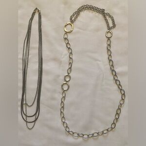 Lot of 2 Costume Jewelry Necklaces Silver-tone